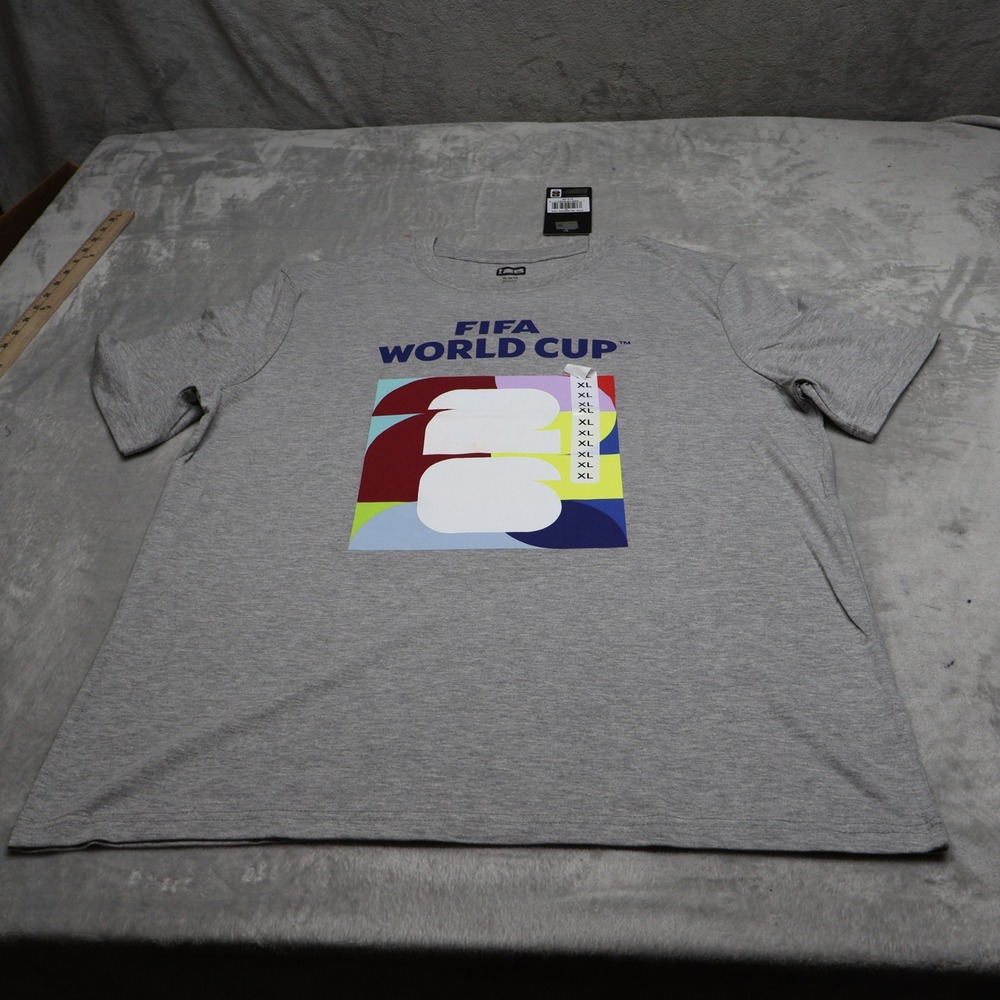 FIFA World Cup 2026 Shirt Men XL Gray Football Graphic Tee Fan Gear $20 NEW
